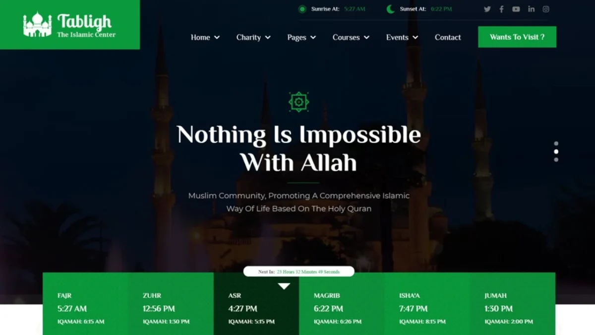 mosque website color theme