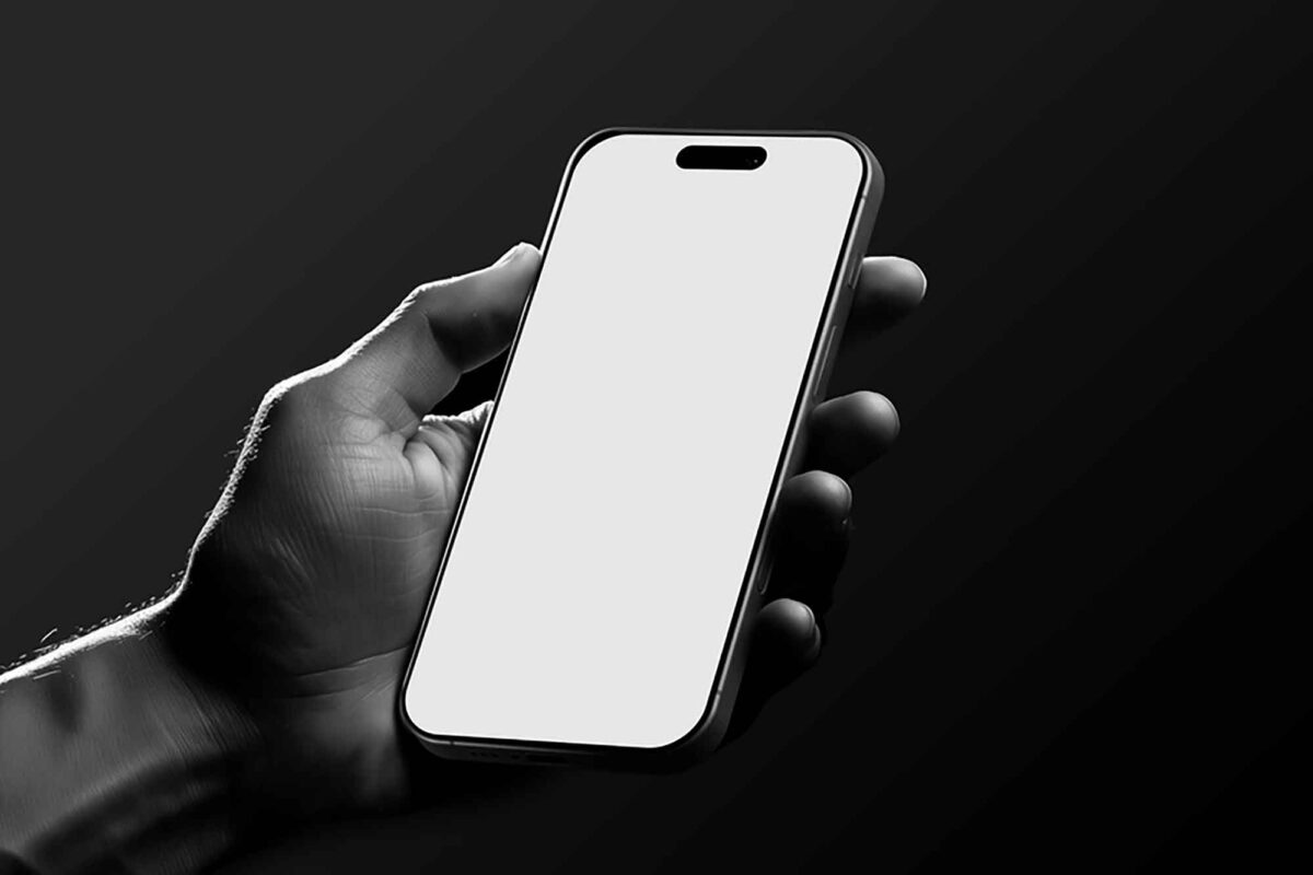 Hand Holding iPhone 16 Pro Mockup PSD