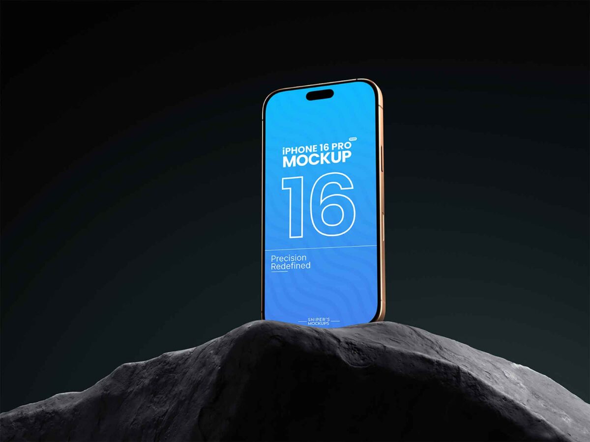 iPhone 16 Pro Mockup on Rocks