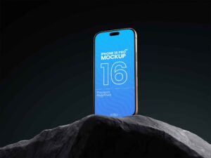 iPhone 16 Pro Mockup on Rocks