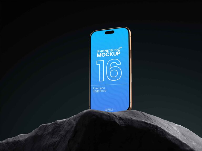 iPhone 16 Pro Mockup on Rocks