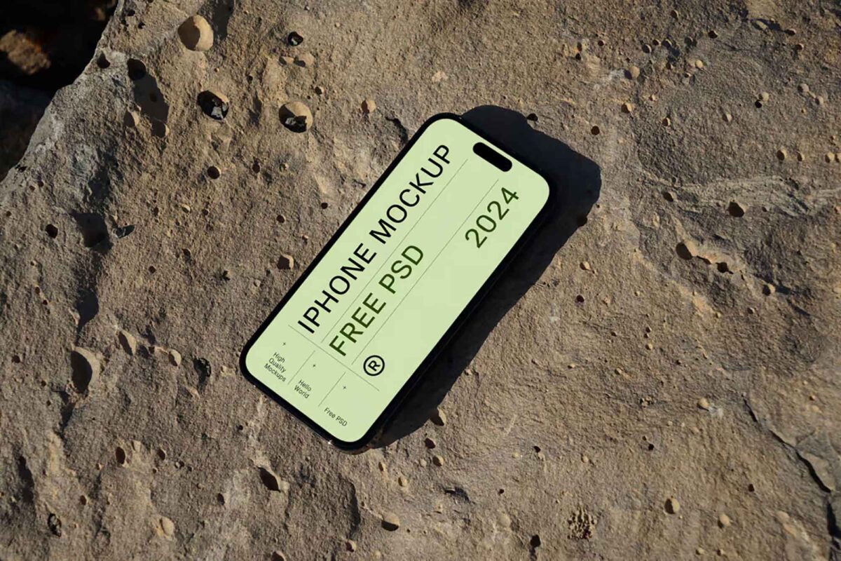 iPhone Pro on Rock Mockup