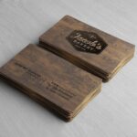wooden business card mockup