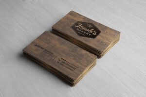 wooden business card mockup